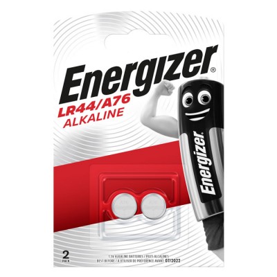 Αλκαλικές μπαταρίες Energizer A76/LR44 1.5V, σε blister 2 τεμαχίων. Αλκαλικές μπαταρίες Energizer A76/LR44 1.5V, σε blister 2 τεμαχίων.