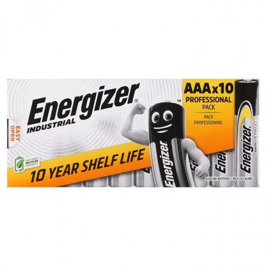 Αλκαλική μπαταρία Εnergizer Industrial ΑΑA-LR03, σε συσκευασία 10 τεμαχίων.