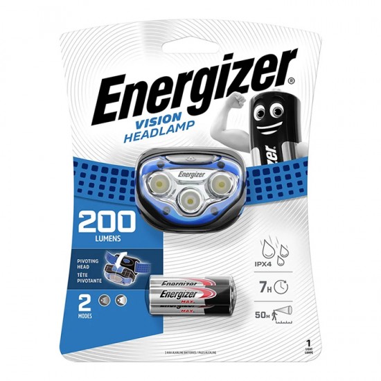 Φακός κεφαλής Energizer Vision Headlight με φωτεινότητα 200 lumens.