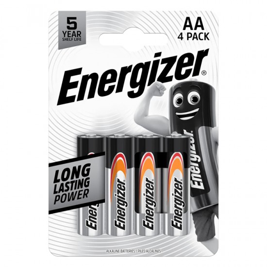 Αλκαλική μπαταρία Εnergizer Everyday Alkaline AA-LR6, σε blister 4 τεμαχίων. Αλκαλική μπαταρία Εnergizer Everyday Alkaline AA-LR6, σε blister 4 τεμαχίων.