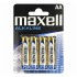 Αλκαλικές μπαταρίες Maxell AA-LR6, σε blister 4 τεμαχίων.