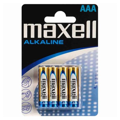 Αλκαλικές μπαταρίες Maxell AAA-LR3, σε blister 4 τεμαχίων. Αλκαλικές μπαταρίες Maxell AAA-LR3, σε blister 4 τεμαχίων.