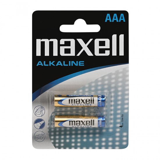 Αλκαλικές μπαταρίες Maxell AAA-LR3, σε blister 2 τεμαχίων. Αλκαλικές μπαταρίες Maxell AAA-LR3, σε blister 2 τεμαχίων.