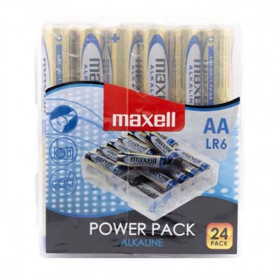 Αλκαλικές μπαταρίες Maxell AA-LR6, σε blister 24 τεμαχίων.