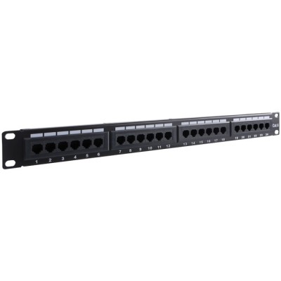 Patch panel κατηγορίας CAT 6 UTP, 24 θυρών σε μαύρο χρώμα. Patch panel κατηγορίας CAT 6 UTP, 24 θυρών σε μαύρο χρώμα.