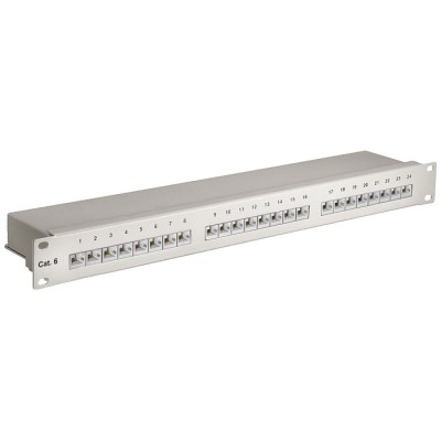 Patch panel κατηγορίας CAT 6 STP, 24 θυρών σε γκρι χρώμα. Patch panel κατηγορίας CAT 6 STP, 24 θυρών σε γκρι χρώμα.
