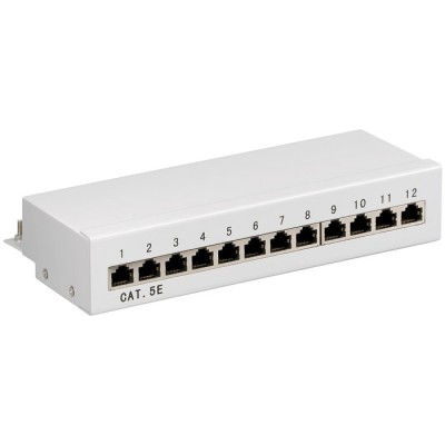Patch panel κατηγορίας CAT 5e STP, 12 θυρών σε γκρι χρώμα. Patch panel κατηγορίας CAT 5e STP, 12 θυρών σε γκρι χρώμα.