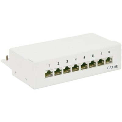 Patch panel κατηγορίας CAT 5e STP, 8 θυρών σε γκρι χρώμα. Patch panel κατηγορίας CAT 5e STP, 8 θυρών σε γκρι χρώμα.