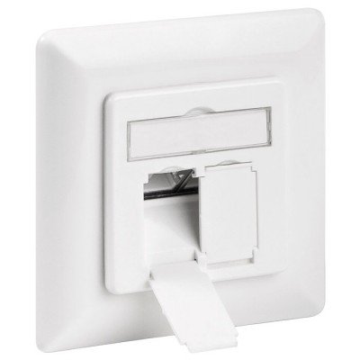 Πρίζα τοίχου χωνευτή CAT6a, 2xRJ45, σε λευκό χρώμα. Πρίζα τοίχου χωνευτή CAT6a, 2xRJ45, σε λευκό χρώμα.