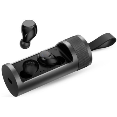 Bluetooth TWS ακουστικά με αλουμινένια θήκη φόρτισης.