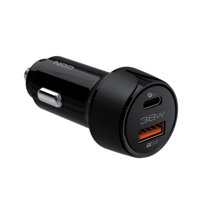 Universal φορτιστής αυτοκινήτου USB-A QC3.0 & USB-C PD3.0 38W, σε μαύρο χρώμα. Universal φορτιστής αυτοκινήτου USB-A QC3.0 & USB-C PD3.0 38W, σε μαύρο χρώμα.