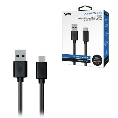 Καλώδιο USB 3.2 Gen1x1 Τype-A αρσενικό σε Τype-C αρσενικό 35W, 1.5m Καλώδιο USB 3.2 Gen1x1 Τype-A αρσενικό σε Τype-C αρσενικό 35W, 1.5m