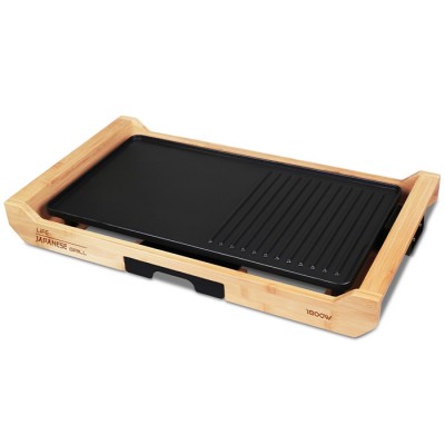 Ηλεκτρική γκριλιέρα Teppanyaki με πλαίσιο από bamboo, 1800W Ηλεκτρική γκριλιέρα Teppanyaki με πλαίσιο από bamboo, 1800W