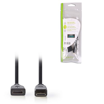 Καλώδιο High speed HDMI with Ethernet, HDMI mini αρσ. - HDMI θηλ. με επίχρυσες επαφές, 0.20m.