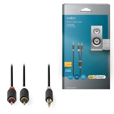 Καλώδιο 2x RCA αρσ. - 3,5mm Stereo αρσ, 10m. Καλώδιο 2x RCA αρσ. - 3,5mm Stereo αρσ, 10m.