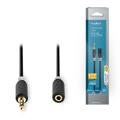 Καλώδιο προέκτασης ήχου 3,5mm Stereo αρσ. - 3,5mm Stereo θηλ., σε συσκευασία blister, 5m. Καλώδιο προέκτασης ήχου 3,5mm Stereo αρσ. - 3,5mm Stereo θηλ., σε συσκευασία blister, 5m.
