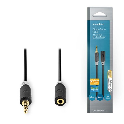 Καλώδιο προέκτασης ήχου 3,5mm Stereo αρσ. - 3,5mm Stereo θηλ., σε συσκευασία blister, 3m. Καλώδιο προέκτασης ήχου 3,5mm Stereo αρσ. - 3,5mm Stereo θηλ., σε συσκευασία blister, 3m.