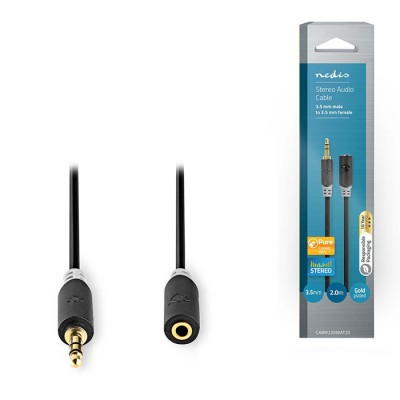 Καλώδιο προέκτασης ήχου 3,5mm Stereo αρσ. - 3,5mm Stereo θηλ., σε συσκευασία blister, 2m. Καλώδιο προέκτασης ήχου 3,5mm Stereo αρσ. - 3,5mm Stereo θηλ., σε συσκευασία blister, 2m.