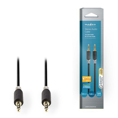 Καλώδιο ήχου 3,5mm Stereo αρσ. - αρσ., 5m, σε ανθρακί χρώμα. Καλώδιο ήχου 3,5mm Stereo αρσ. - αρσ., 5m, σε ανθρακί χρώμα.