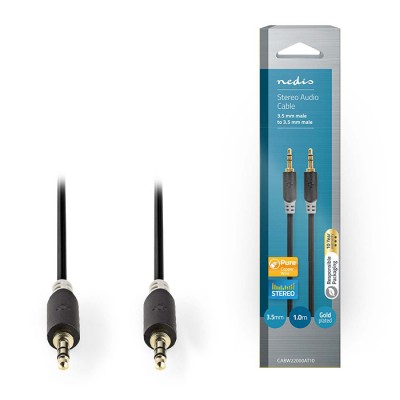 Καλώδιο ήχου 3,5mm Stereo αρσ. - αρσ., 1m, σε ανθρακί χρώμα. Καλώδιο ήχου 3,5mm Stereo αρσ. - αρσ., 1m, σε ανθρακί χρώμα.