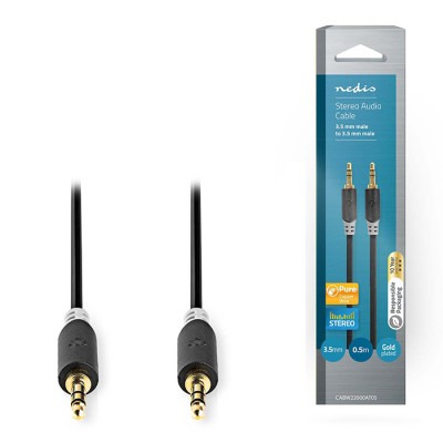 Καλώδιο ήχου 3,5mm Stereo αρσ. - αρσ., 0.50 m, σε ανθρακί χρώμα. Καλώδιο ήχου 3,5mm Stereo αρσ. - αρσ., 0.50 m, σε ανθρακί χρώμα.