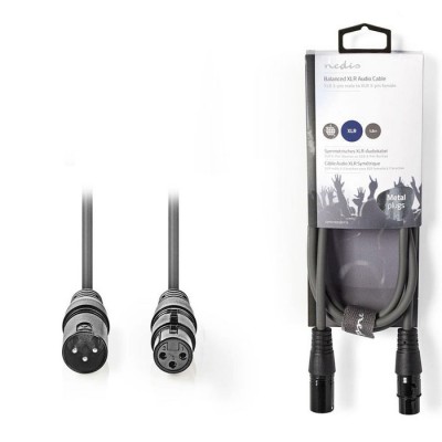 Kαλώδιο ήχου 3pin XLR θηλ. σε 3pin XLR αρσ., 1,5m σε γκρι χρώμα.