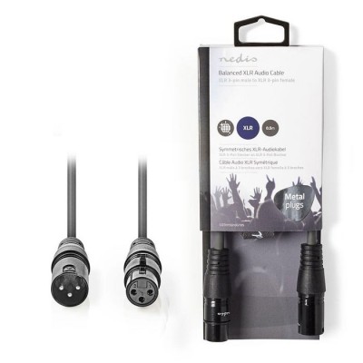 Kαλώδιο ήχου 3pin XLR θηλ. σε 3pin XLR αρσ., 0,5m σε γκρι χρώμα.