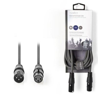 Kαλώδιο ήχου 3pin XLR θηλ. σε 3pin XLR αρσ., 3.0m σε σκούρο γκρι χρώμα.