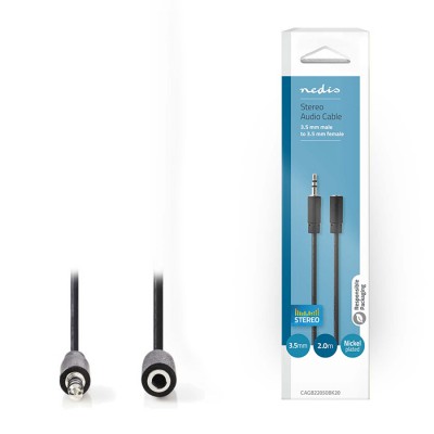 Καλώδιο προέκτασης ήχου 3,5mm Stereo αρσ. - 3,5mm Stereo θηλ., 2m. Καλώδιο προέκτασης ήχου 3,5mm Stereo αρσ. - 3,5mm Stereo θηλ., 2m.