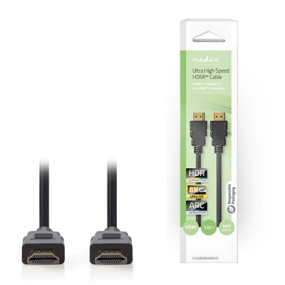 Καλώδιο Ultra High Speed HDMI αρσ. - HDMI αρσ., με επίχρυσες επαφές, 1.00m.