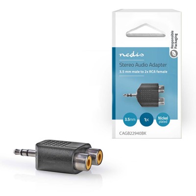 Αντάπτορας ήχου, 3.5mm αρσ. - 2x RCA θηλ. σε συσκευασία blister. Αντάπτορας ήχου, 3.5mm αρσ. - 2x RCA θηλ. σε συσκευασία blister.