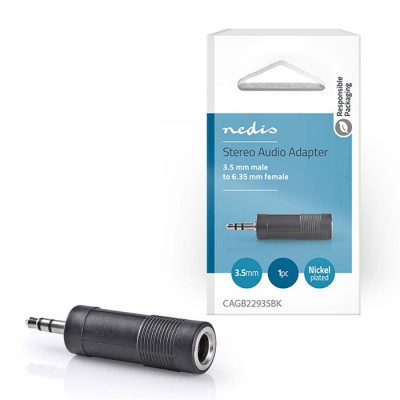 Αντάπτορας 3,5mm Stereo αρσ. - 6,35mm Stereo θηλ. σε μαύρο χρώμα. Αντάπτορας 3,5mm Stereo αρσ. - 6,35mm Stereo θηλ. σε μαύρο χρώμα.