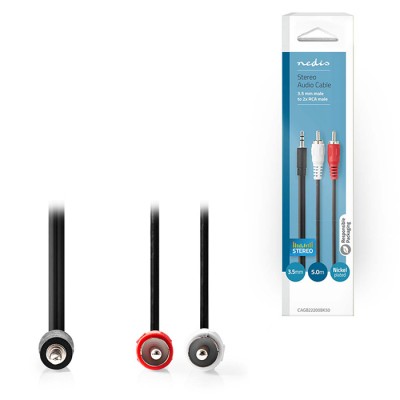 Καλώδιο ήχου 3.5mm Stereo αρσ. - 2x RCA αρσ., 5.00m. Καλώδιο ήχου 3.5mm Stereo αρσ. - 2x RCA αρσ., 5.00m.