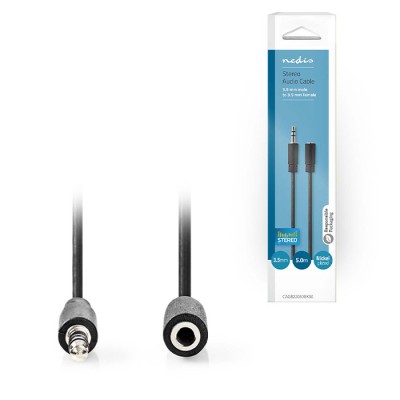 Καλώδιο προέκτασης ήχου 3.5mm Stereo αρσ. – 3.5mm Stereo θηλ., 5.00m. Καλώδιο προέκτασης ήχου 3.5mm Stereo αρσ. – 3.5mm Stereo θηλ., 5.00m.