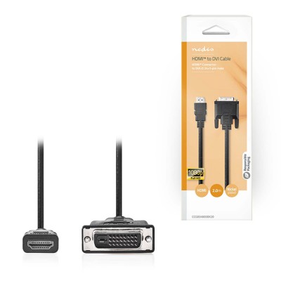 Καλώδιο High Speed HDMI αρσ. - DVI-D 24+1-Pin αρσ., 2.00m σε μαύρο χρώμα.