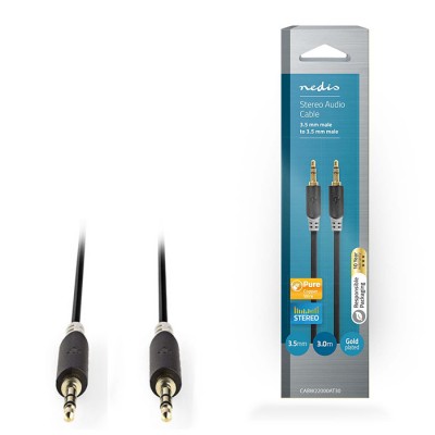 Καλώδιο ήχου 3,5mm Stereo αρσ. - αρσ., 3m, σε ανθρακί χρώμα. Καλώδιο ήχου 3,5mm Stereo αρσ. - αρσ., 3m, σε ανθρακί χρώμα.