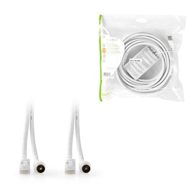 Συνδυασμός καλωδίων IEC (Coax) αρσ. - RJ45 CAT6 και  IEC (Coax) θηλ - RJ45 CAT6, 5.0m.
