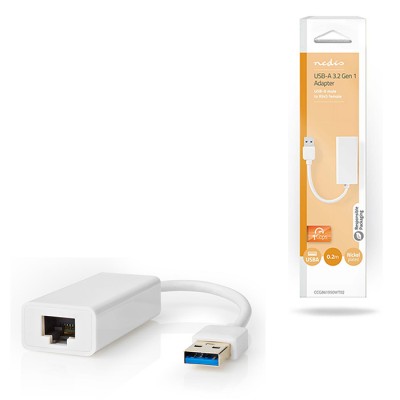 Αντάπτορας δικτύου USB 3.0, USB A αρσ. - RJ45 θηλ., με ενσωματωμένο καλώδιο 0,20m σε συσκευασία blister.