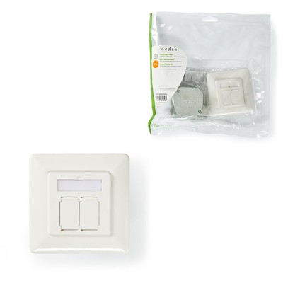 Πρίζα τοίχου χωνευτή CAT6a, 2xRJ45, σε λευκό χρώμα. Πρίζα τοίχου χωνευτή CAT6a, 2xRJ45, σε λευκό χρώμα.