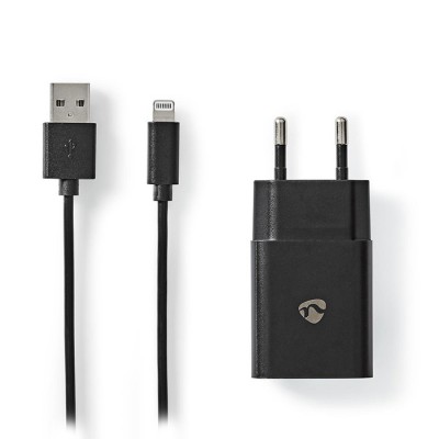 Universal φορτιστής USB 2.4 A, με αποσπώμενο καλώδιο Lightning 8-Pin, σε μαύρο χρώμα. Universal φορτιστής USB 2.4 A, με αποσπώμενο καλώδιο Lightning 8-Pin, σε μαύρο χρώμα.