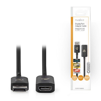 Καλώδιο DisplayPort αρσ. σε HDMI θηλ., 0.20m.