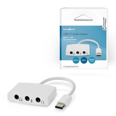 Αντάπτορας USB High-Speed Type-C αρσ. – 3x 3.5mm θηλ., 0.10m, σε λευκό χρώμα. Αντάπτορας USB High-Speed Type-C αρσ. – 3x 3.5mm θηλ., 0.10m, σε λευκό χρώμα.