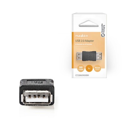 Αντάπτορας USB High-Speed A θηλ. - USB A θηλ., σε μαύρο χρώμα. Αντάπτορας USB High-Speed A θηλ. - USB A θηλ., σε μαύρο χρώμα.