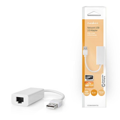 Καλώδιο-αντάπτορας δικτύου USB High Speed Α αρσ. - RJ45 θηλ., 0,20m σε λευκό χρώμα.
