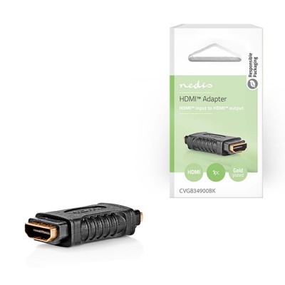 Αντάπτορας HDMI θηλ. - HDMI θηλ. (μούφα), με επίχρυσες επαφές.