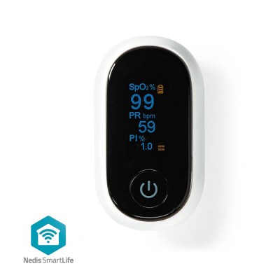 Bluetooth smart παλμικό οξύμετρο με οθόνη OLED, σε λευκό χρώμα. Bluetooth smart παλμικό οξύμετρο με οθόνη OLED, σε λευκό χρώμα.