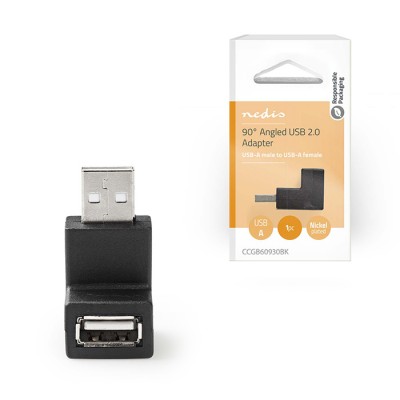 Αντάπτορας USB High-Speed Α αρσ. - USB Α θηλ., σε γωνία 90° μοιρών. Αντάπτορας USB High-Speed Α αρσ. - USB Α θηλ., σε γωνία 90° μοιρών.