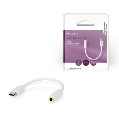 Καλώδιο-αντάπτορας USB High-Speed Type-C αρσ. - 3.5mm θηλ., 0.10m, σε λευκό χρώμα. Καλώδιο-αντάπτορας USB High-Speed Type-C αρσ. - 3.5mm θηλ., 0.10m, σε λευκό χρώμα.