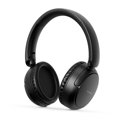 Ασύρματα over-ear ακουστικά με μικρόφωνο και σύνδεση Bluetooth, σε μαύρο χρώμα.