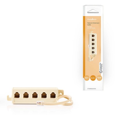 Τηλεφωνικό splitter RJ11 1:5, με καλώδιο 0.20m. Τηλεφωνικό splitter RJ11 1:5, με καλώδιο 0.20m.